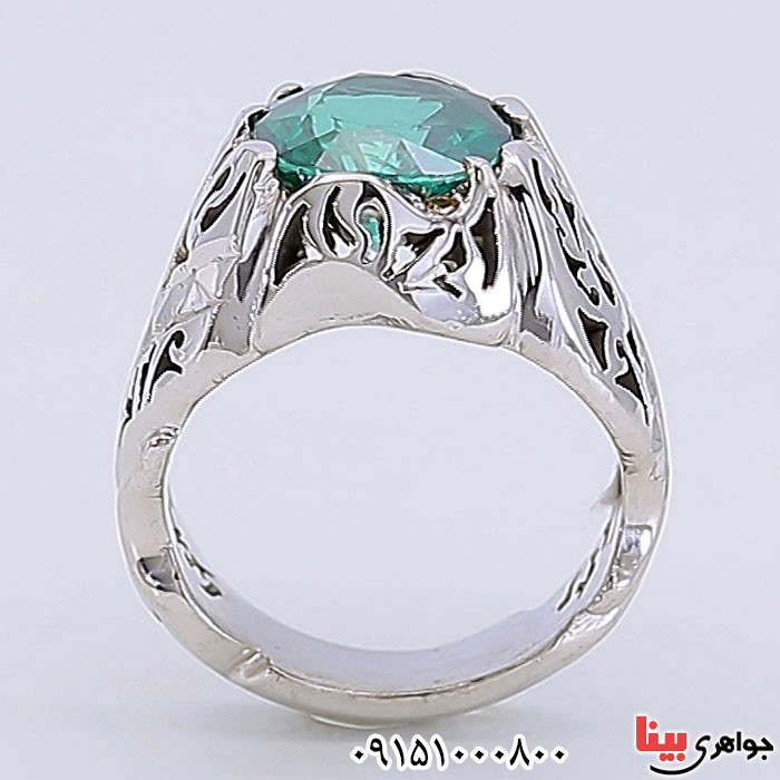 انگشتر توپاز سبز خوشرنگ و دست ساز _کد:24715