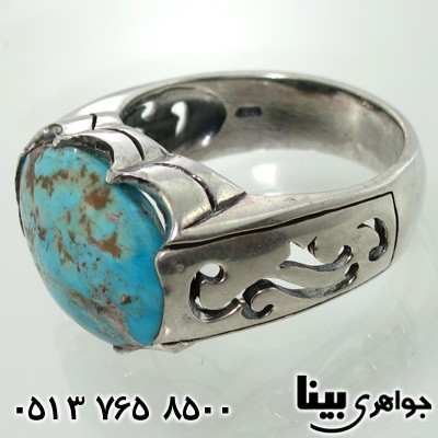 انگشتر فیروزه نیشابوری مردانه شش چنگ