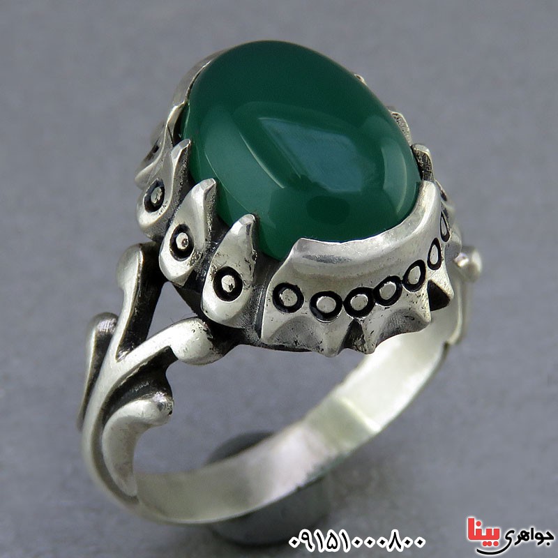 انگشتر عقیق سبز خوشرنگ بسیار زیبا _کد:24895