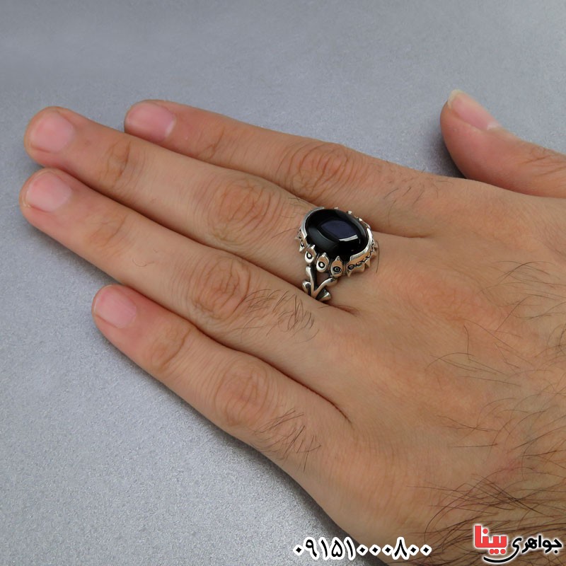 انگشتر عقیق سیاه (اونیکس) زیبا مردانه _کد:24911