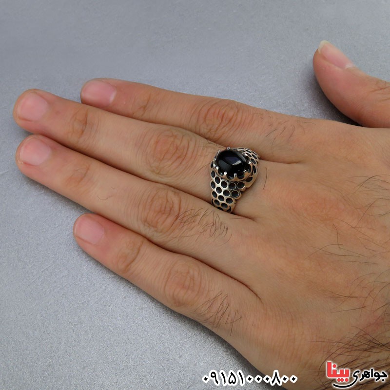 انگشتر عقیق سیاه (اونیکس) خاص و زیبا مردانه _کد:24912