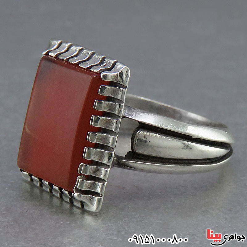 انگشتر عقیق قرمز خوشرنگ مردانه _کد:24914