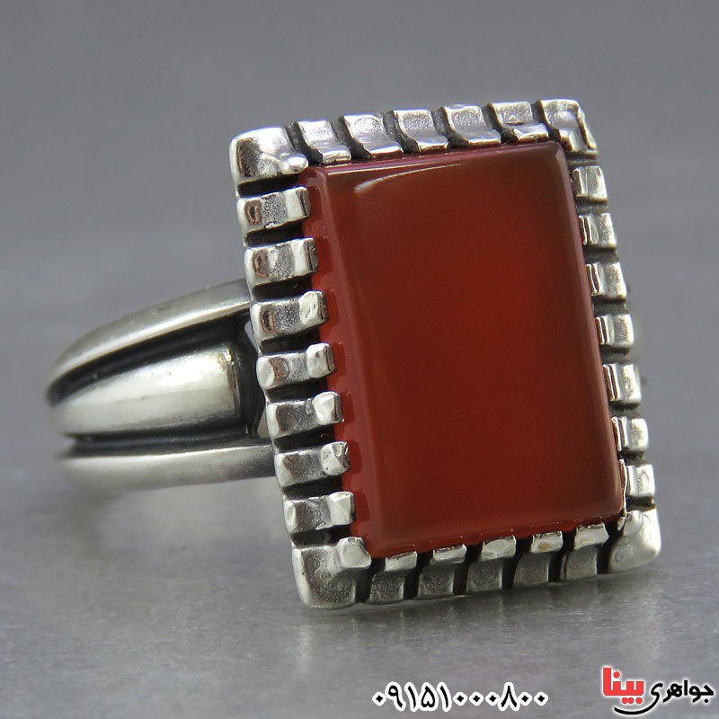 انگشتر عقیق قرمز خوشرنگ مردانه _کد:24914