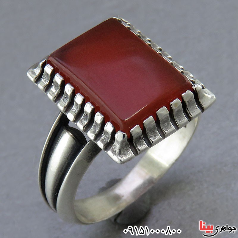 انگشتر عقیق قرمز خوشرنگ مردانه _کد:24914