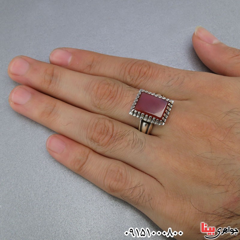انگشتر عقیق قرمز خوشرنگ مردانه _کد:24914