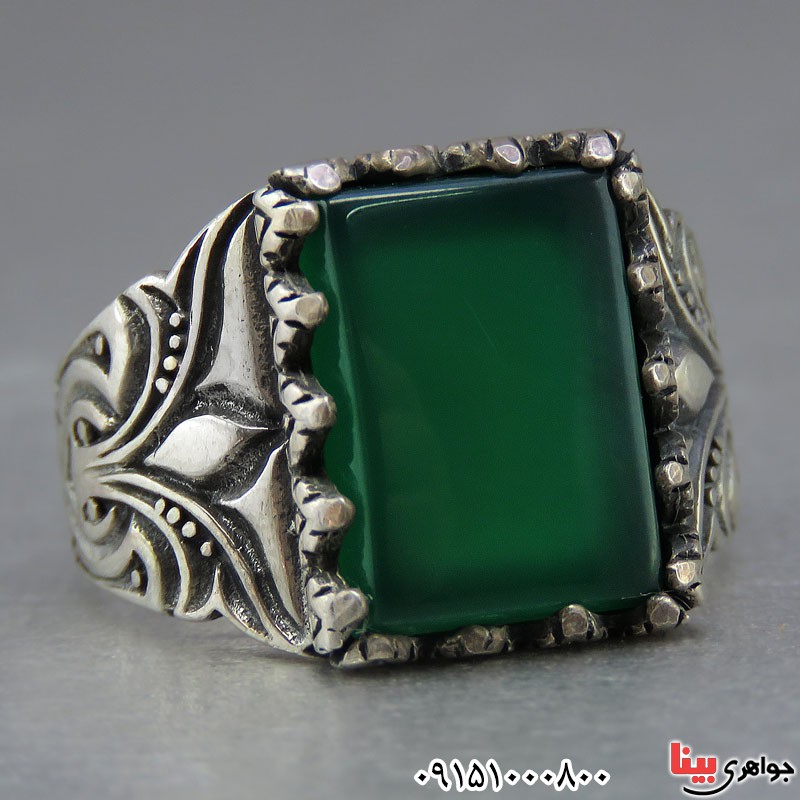 انگشتر عقیق سبز مردانه خاص و زیبا _کد:24939