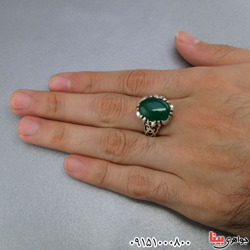 انگشتر عقیق سبز مردانه خاص و زیبا _کد:24940