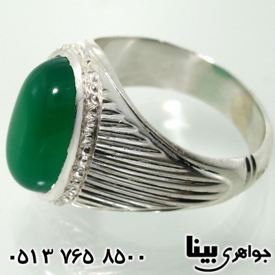 انگشتر عقیق سبز مردانه بیضی