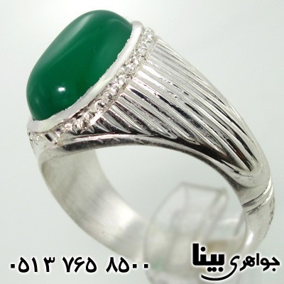 انگشتر عقیق سبز مردانه بیضی