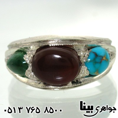انگشتر چند جواهر مردانه سه نگین 01