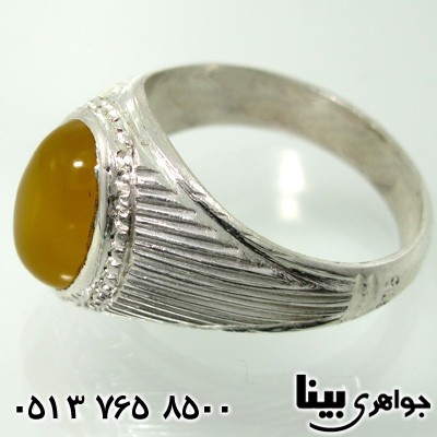 انگشتر عقیق شرف الشمس مردانه طرح شمسه