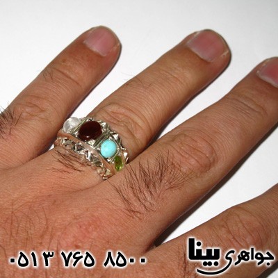 انگشتر چند جواهر مردانه قرینه کاری