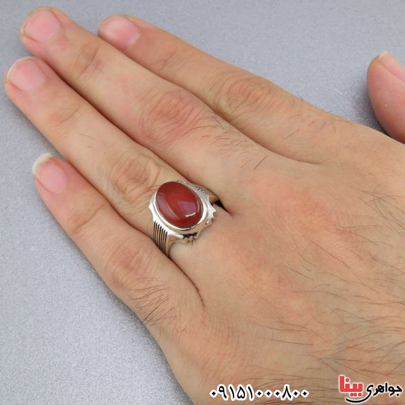 انگشتر عقیق قرمز مردانه همراه با حرز امام جواد (ع) _کد:25153