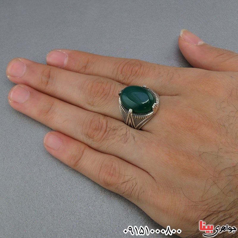 انگشتر عقیق سبز مردانه خاص و شیک _کد:25206