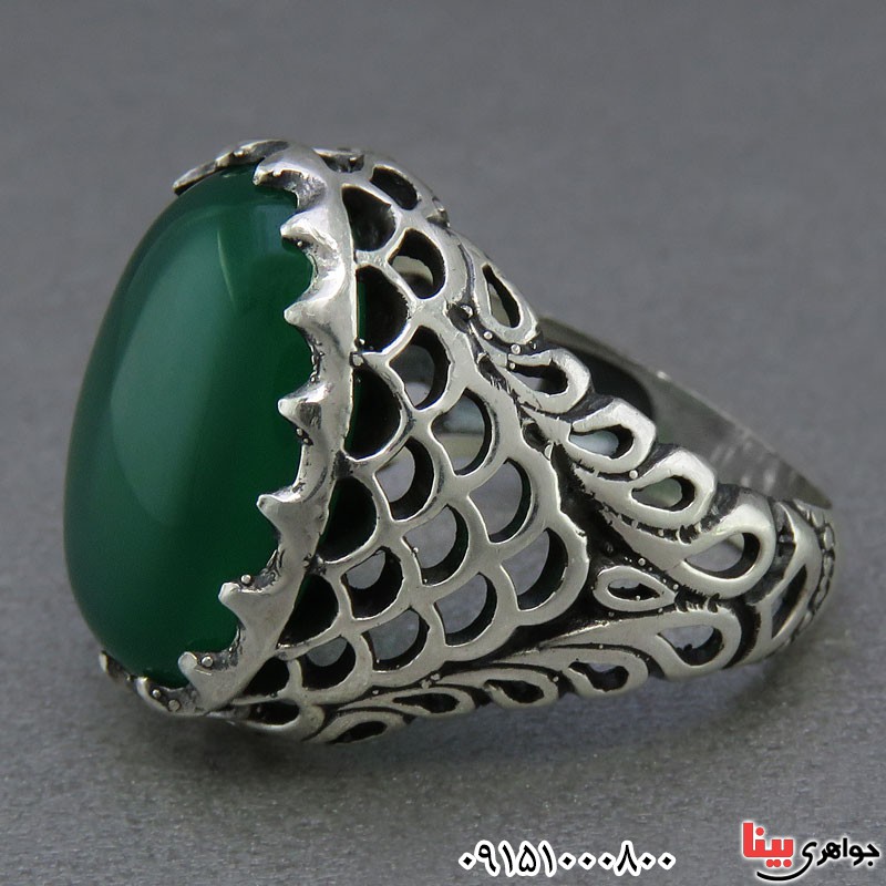 انگشتر عقیق سبز خوشرنگ بسیار زیبا 