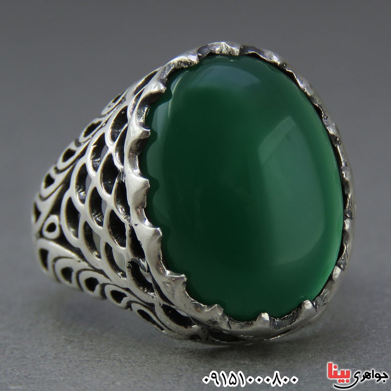 انگشتر عقیق سبز خوشرنگ بسیار زیبا _کد:25245