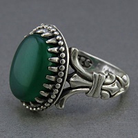 انگشتر عقیق سبز خوشرنگ بسیار زیبا مردانه 