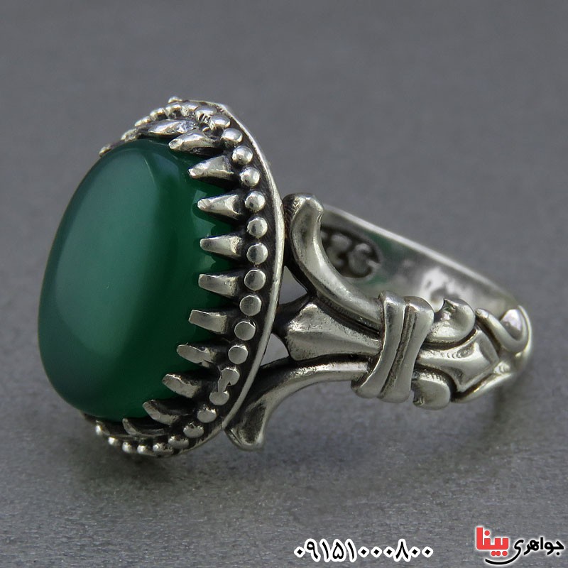 انگشتر عقیق سبز خوشرنگ بسیار زیبا مردانه 