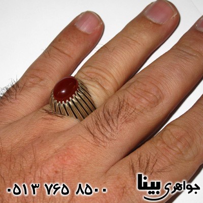 انگشتر عقیق قرمز آفریقایی مردانه طرح شمسه