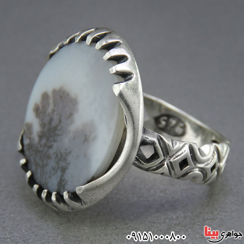 انگشتر عقیق شجری خوش نقش مردانه زیبا _کد:25358