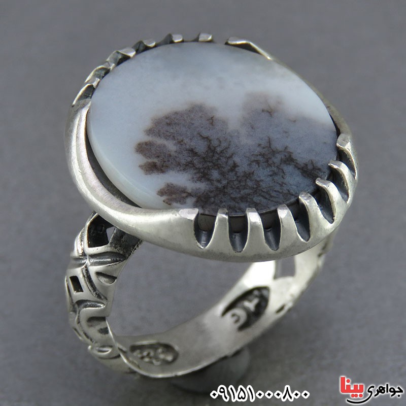 انگشتر عقیق شجری خوش نقش مردانه زیبا _کد:25358