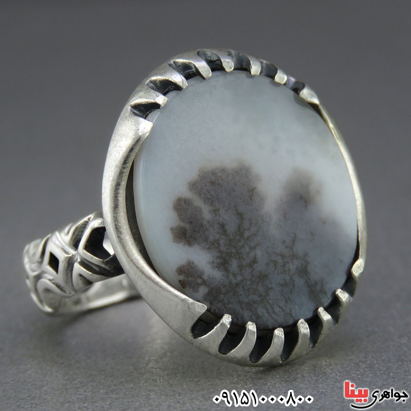 انگشتر عقیق شجری خوش نقش مردانه زیبا _کد:25358