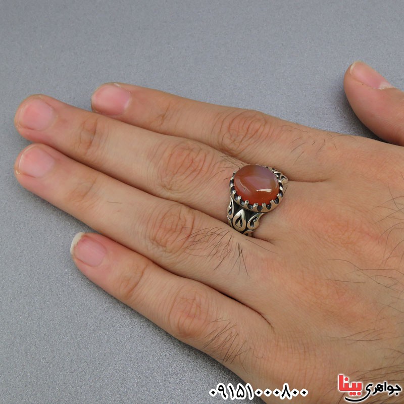 انگشتر عقیق یمنی خوشرنگ مردانه بسیار زیبا _کد:25407