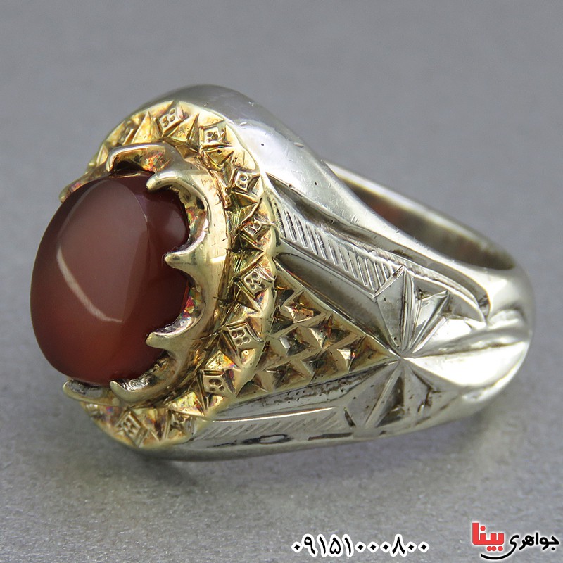انگشتر عقیق یمنی دست ساز مردانه بسیار خاص _کد:25462