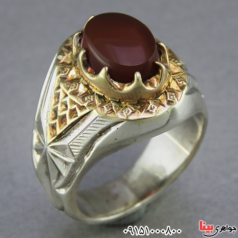 انگشتر عقیق یمنی دست ساز مردانه بسیار خاص _کد:25462