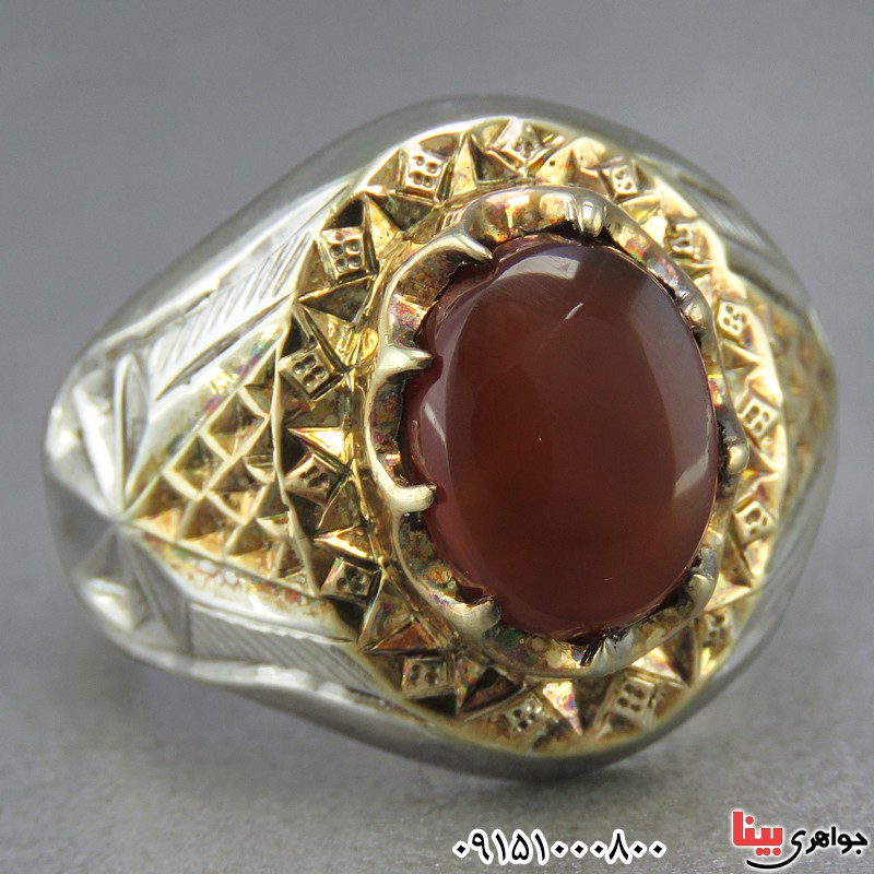 انگشتر عقیق یمنی دست ساز مردانه بسیار خاص _کد:25462