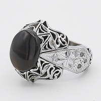 انگشتر عقیق یمنی جزع خاص و الماس مردانه فاخر 