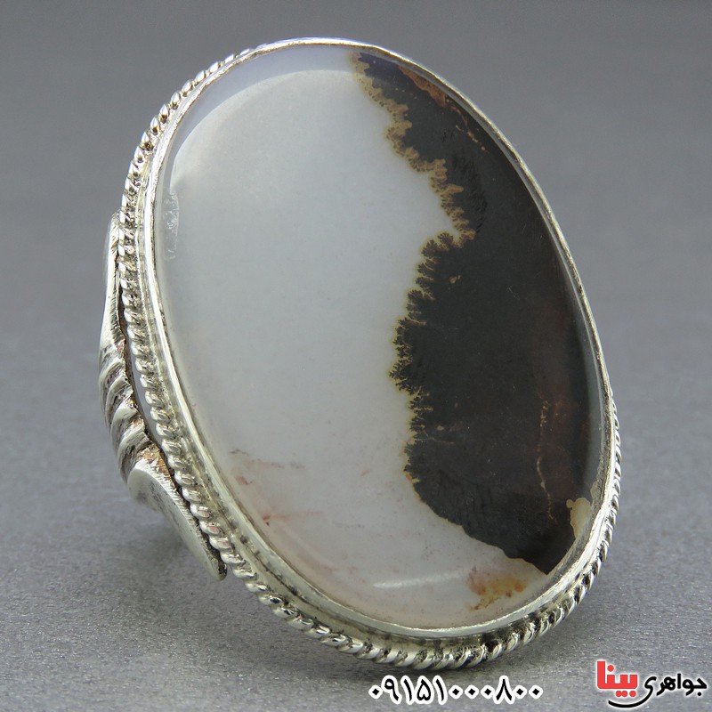 انگشتر عقیق شجری درشت خوش نقش دست ساز مردانه _کد:25523