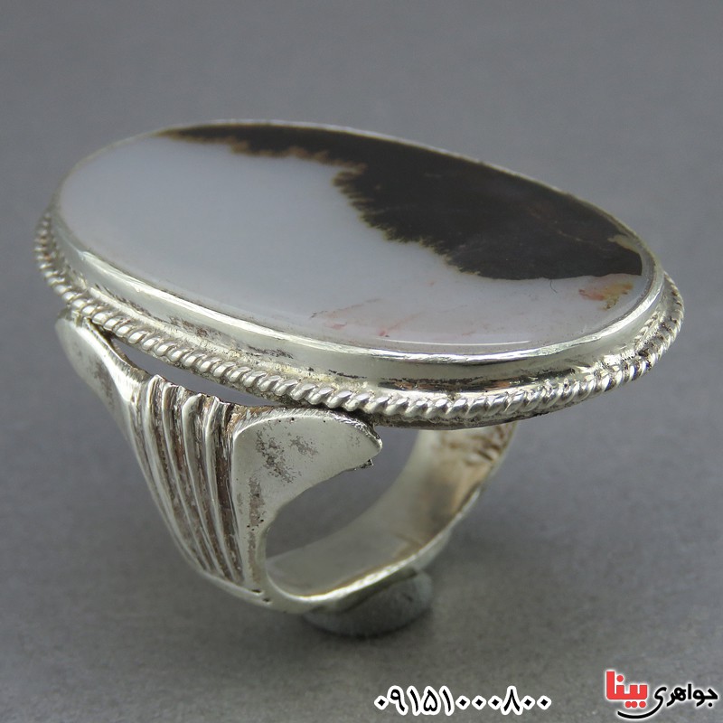 انگشتر عقیق شجری درشت خوش نقش دست ساز مردانه _کد:25523