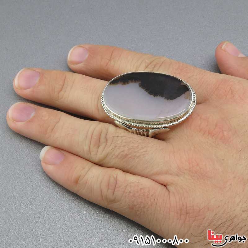 انگشتر عقیق شجری درشت خوش نقش دست ساز مردانه _کد:25523