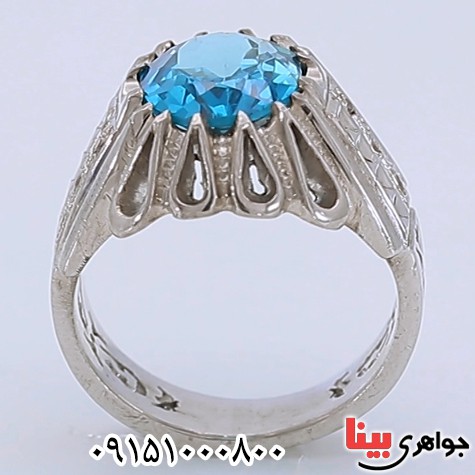 انگشتر توپاز خوشرنگ دست ساز فاخر مردانه _کد:25526