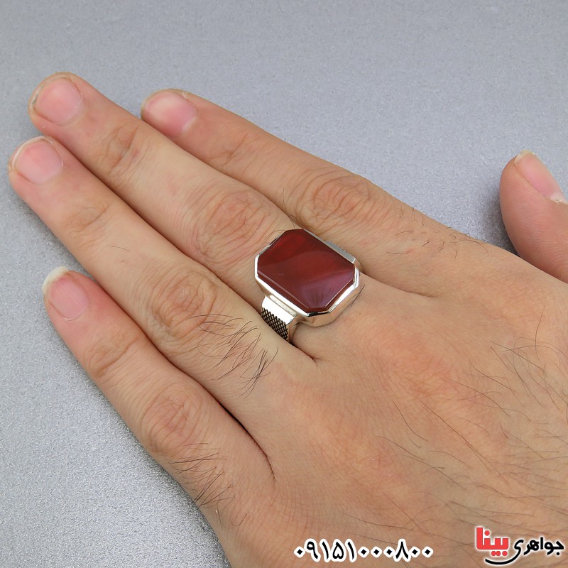 انگشتر عقیق قرمز مردانه همراه با حرز امام جواد (ع) _کد:25534