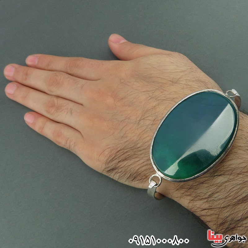 دستبند عقیق سبز زیبا وخاص بسیار درشت  _کد:25575