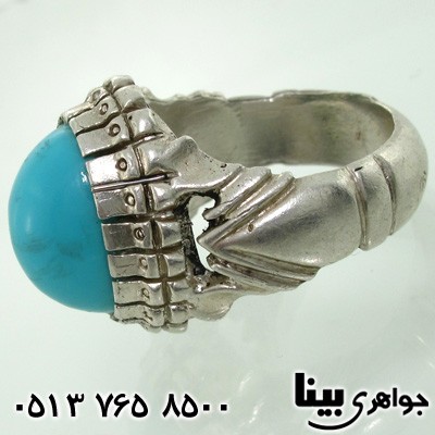 انگشتر نقره طرح فیروزه مردانه
