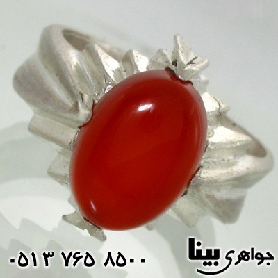 انگشتر عقیق قرمز مردانه چهار چنگ کلاسیک
