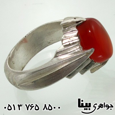 انگشتر عقیق قرمز مردانه چهار چنگ کلاسیک