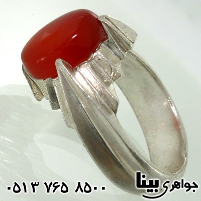 انگشتر عقیق قرمز مردانه چهار چنگ کلاسیک