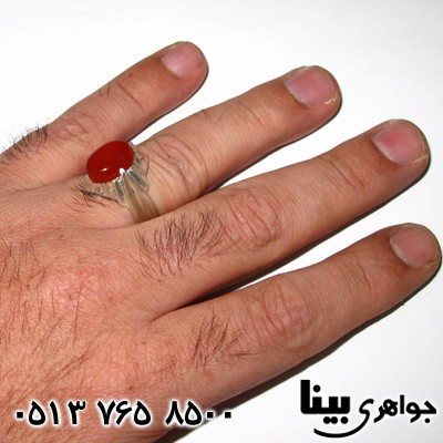 انگشتر عقیق قرمز مردانه چهار چنگ کلاسیک