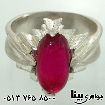 انگشتر نقره مردانه طرح یاقوت