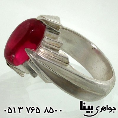 انگشتر نقره مردانه طرح یاقوت