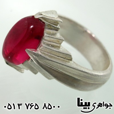 انگشتر نقره مردانه طرح یاقوت