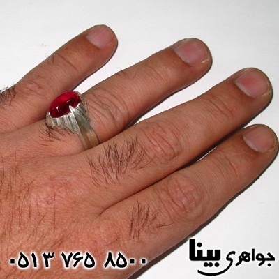 انگشتر نقره مردانه طرح یاقوت
