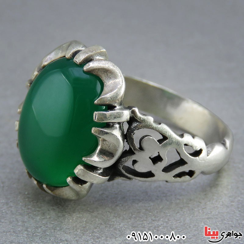 انگشتر عقیق سبز مردانه خوشرنگ و خاص 