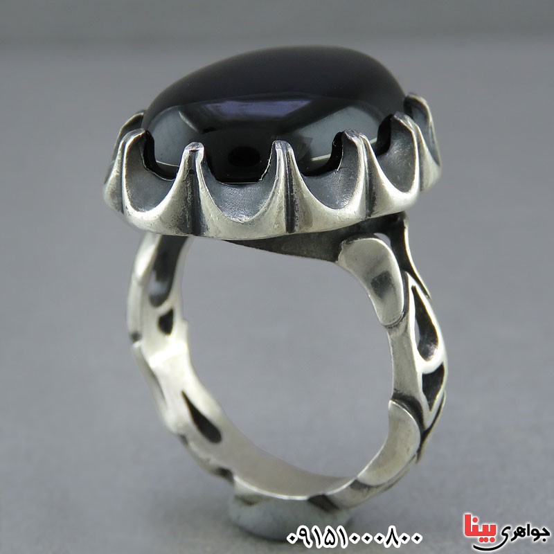 انگشتر عقیق سیاه (اونیکس) خاص مردانه بسیار زیبا _کد:25654