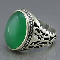 انگشتر عقیق سبز مردانه خوشرنگ زیبا 