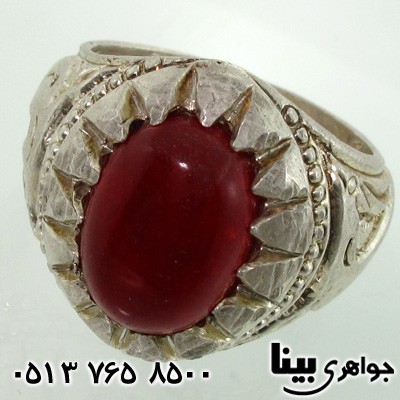 انگشتر عقیق قرمز مردانه طرح غزال